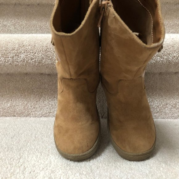 Nina Brown Mid Calf Boot with Butterflies Full Zip and No Skid Bottoms  Size 11 - Picture 2 of 6